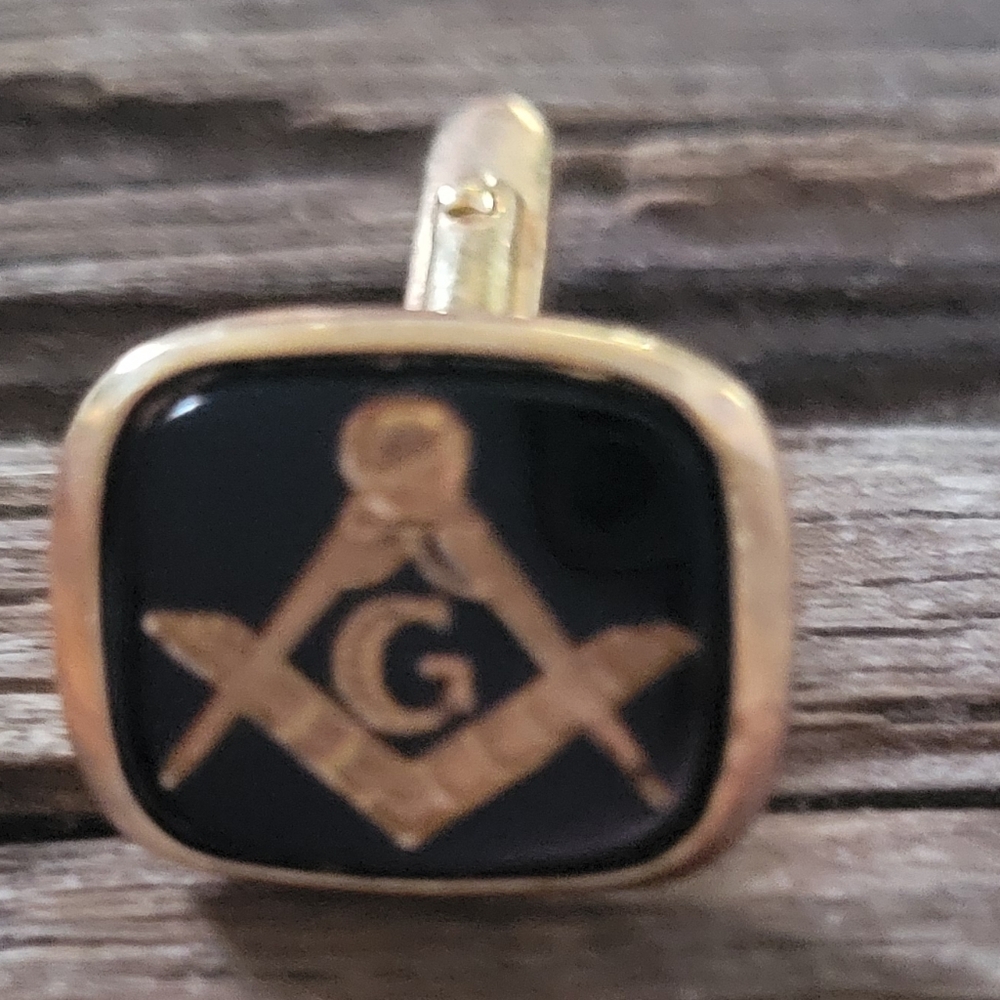 Sophisticated Gold and Black Masonic Cufflink